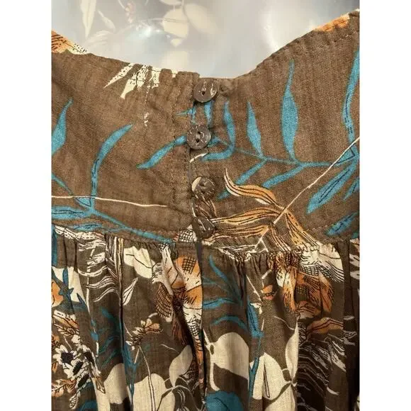 Natural Life Nina Midi Size Large Sleeveless Brown Floral Dress - Picture 4 of 8